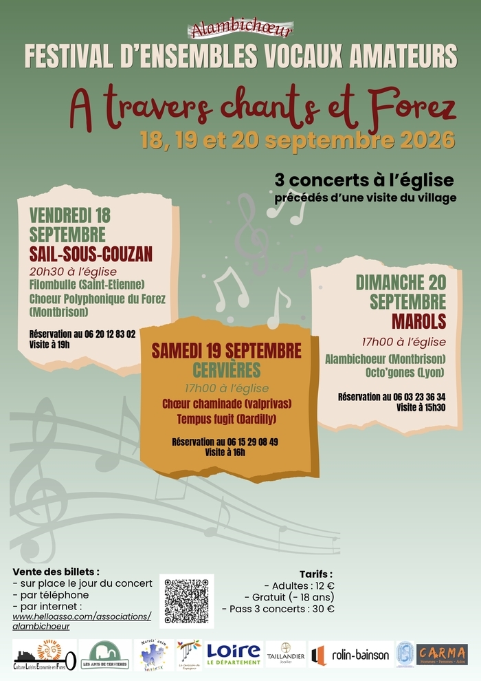 Festival A travers chants et Forez - 19 septembre à 17h00 Eglise de Cervières Cervières