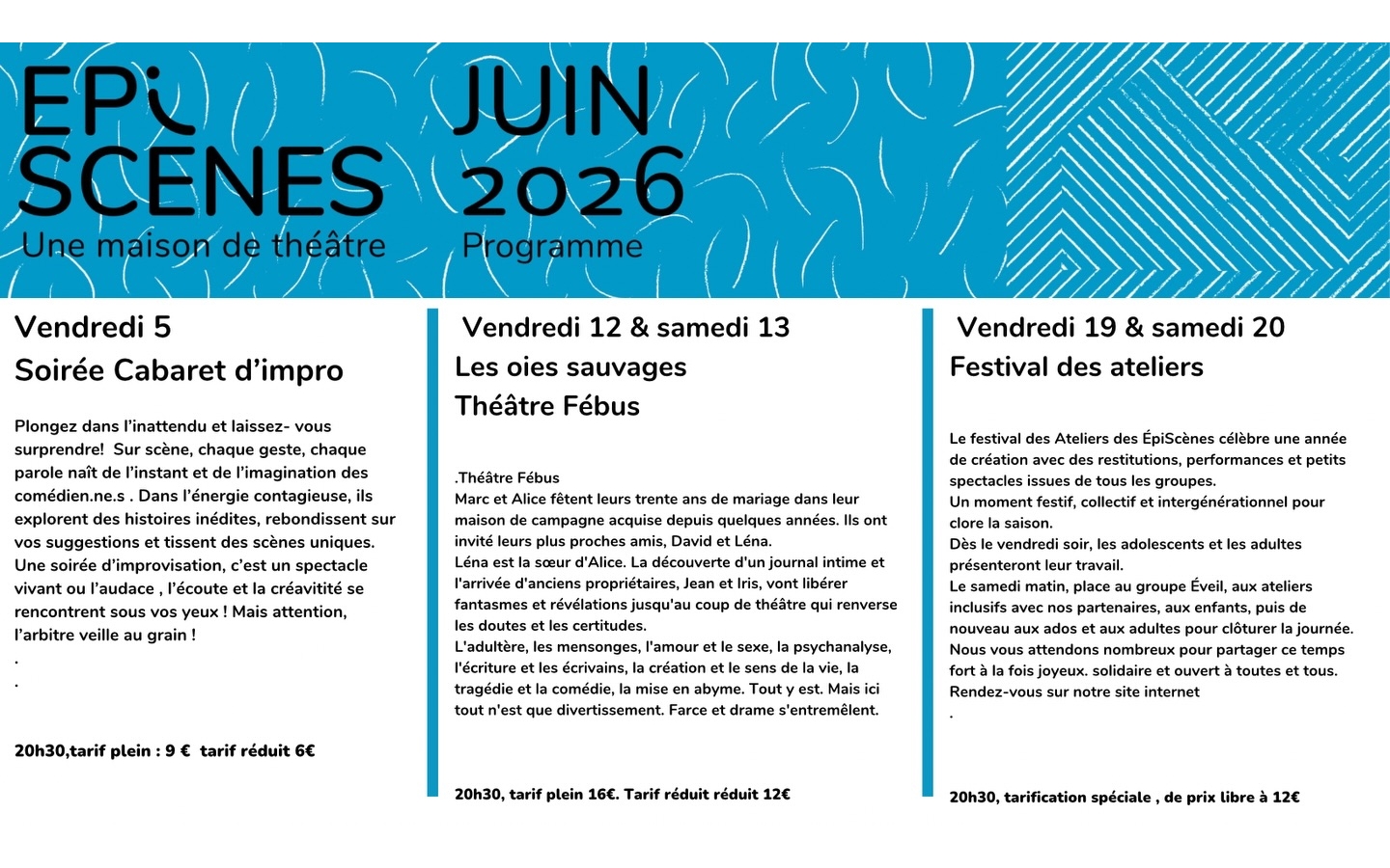 Festival des ateliers du théâtre ÉpiScènes Episcènes Bizanos