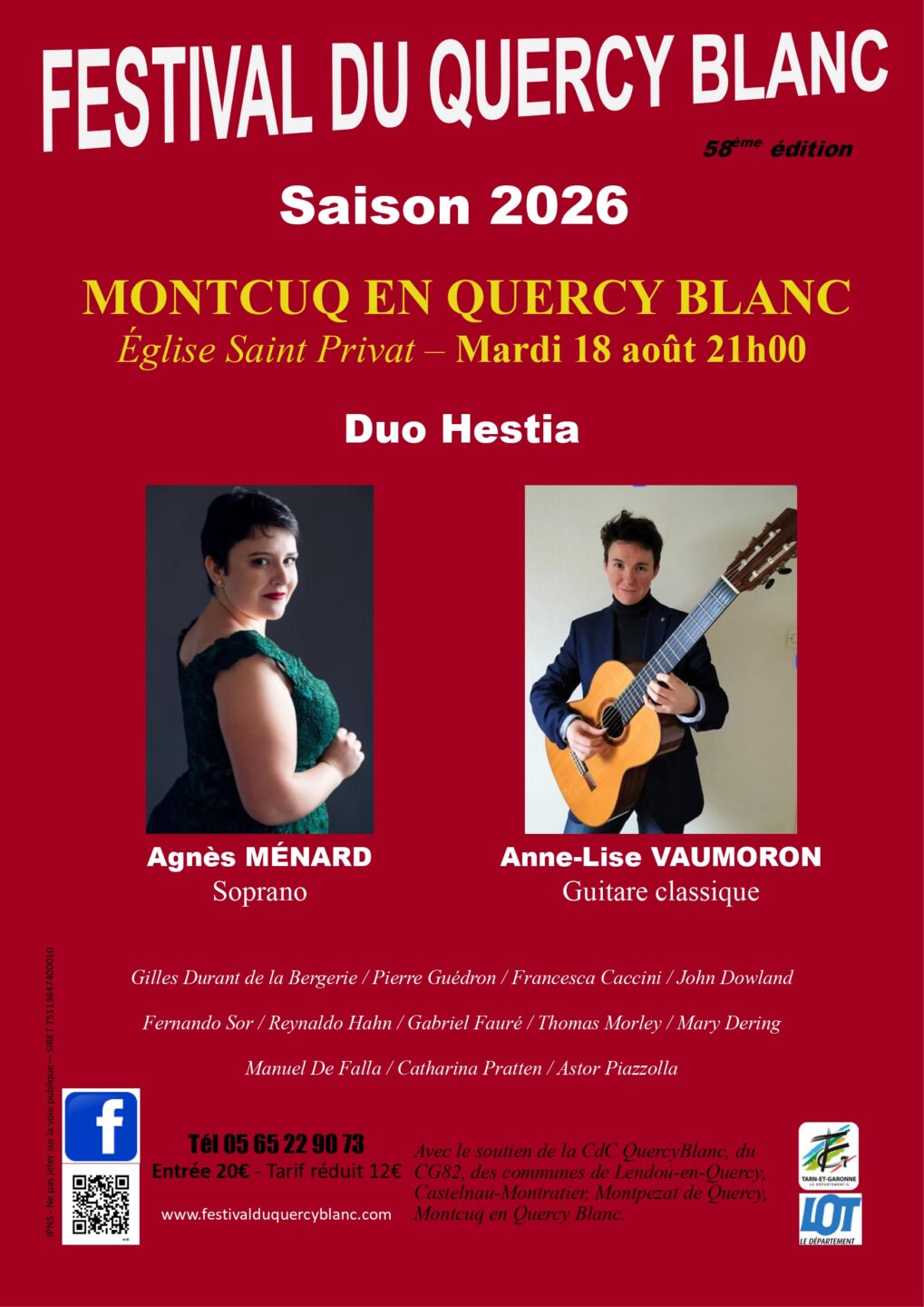 Festival du Quercy Blanc Duo soprano et guitare classique  Montcuq-en-Quercy-Blanc