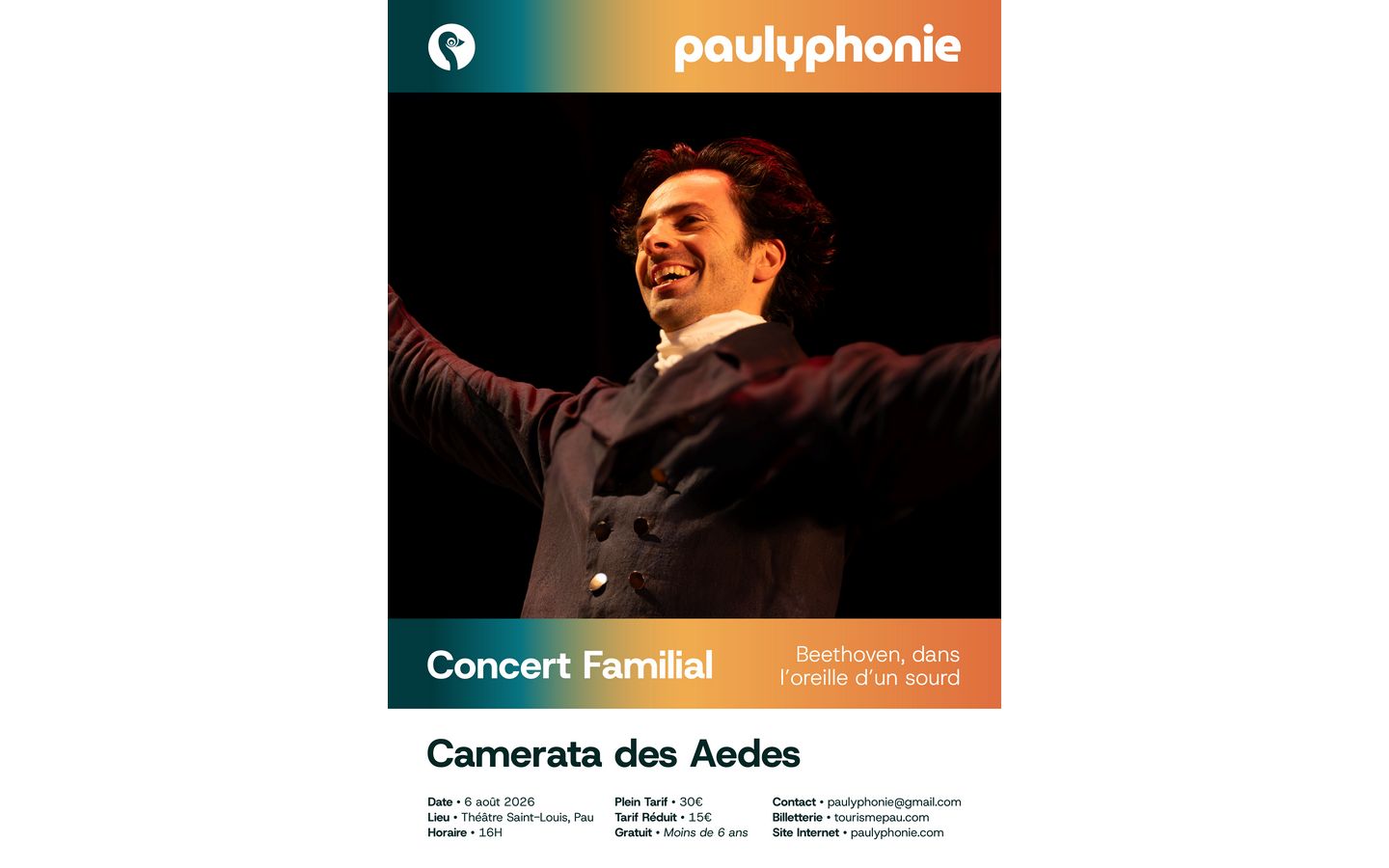 Festival Paulyphonie Beethoven, dans l’oreille d’un sourd (concert familial) Théâtre Saint louis Pau