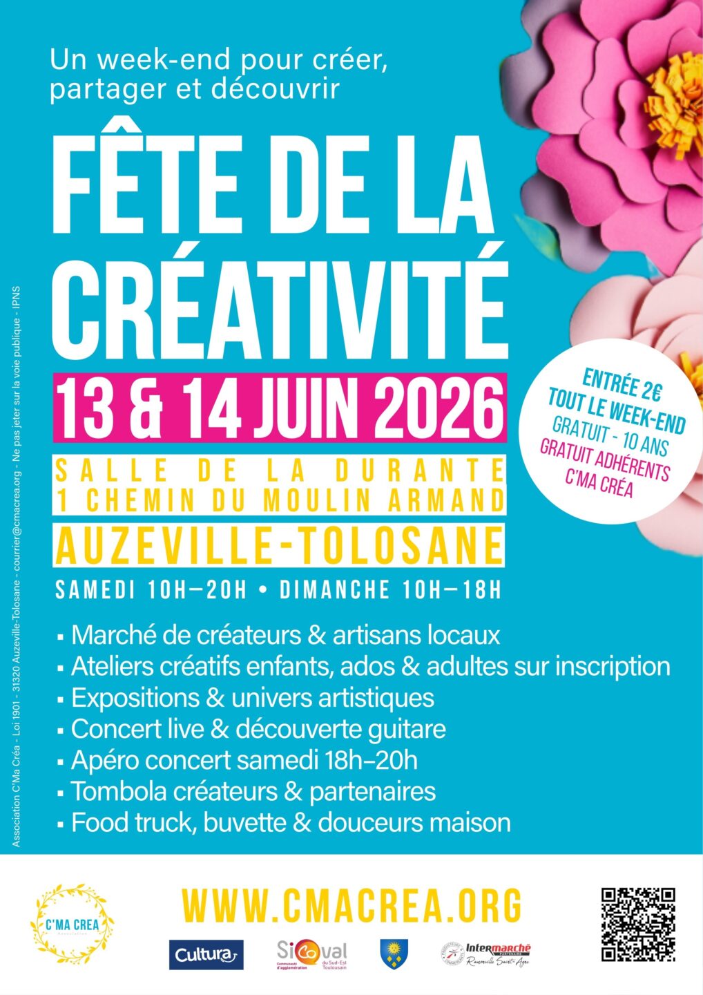 FÊTE DE LA CRÉATIVITÉ 13 & 14 JUIN 26 AUZEVILLE-TOLOSANE SALLE LA DURANTE Auzeville-Tolosane