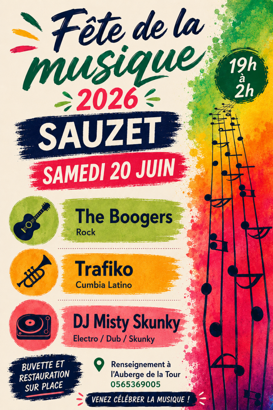 Fête de la Musique à l’auberge de la Tour à Sauzet Grand’Rue Sauzet