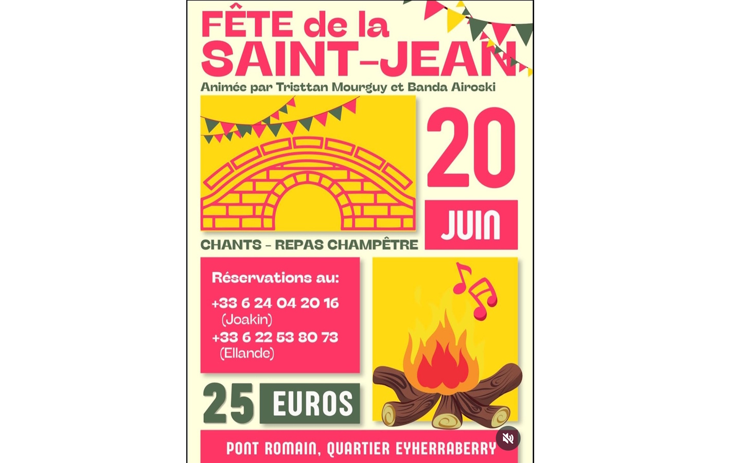 Fête de la Saint Jean chants, repas champêtre animé et feu de la Saint-Jean Quartier Eyherraberry Saint-Jean-Pied-de-Port