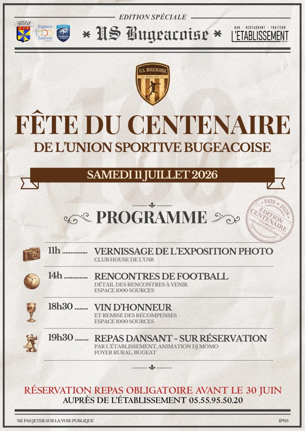 Fête du Centenaire de l’Union Sportive Bugeacoise Bugeat