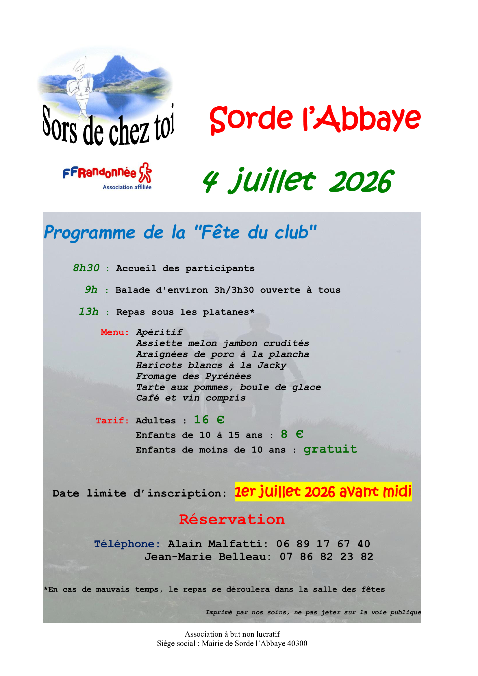 Fête du club sors de chez toi  Sorde-l'Abbaye 2026-07-04