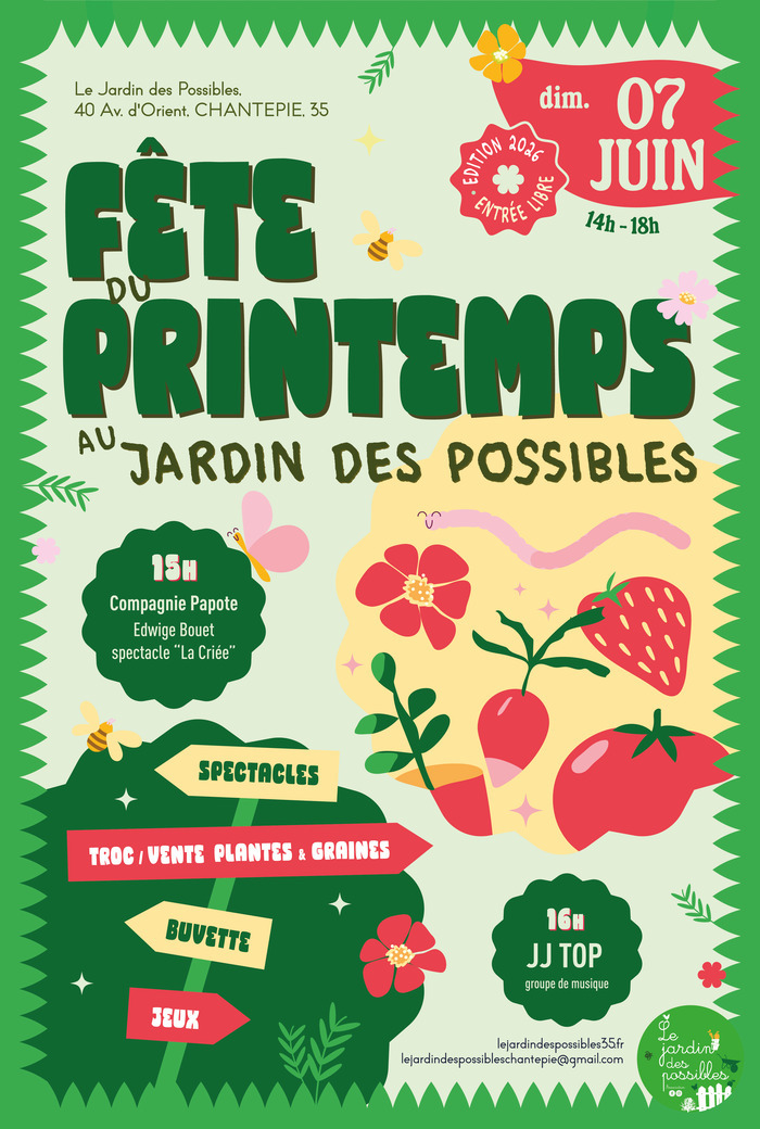 Fête du Printemps au Jardin des Possibles – 7 Juin 2026 Le Jardin des Possibles Chantepie