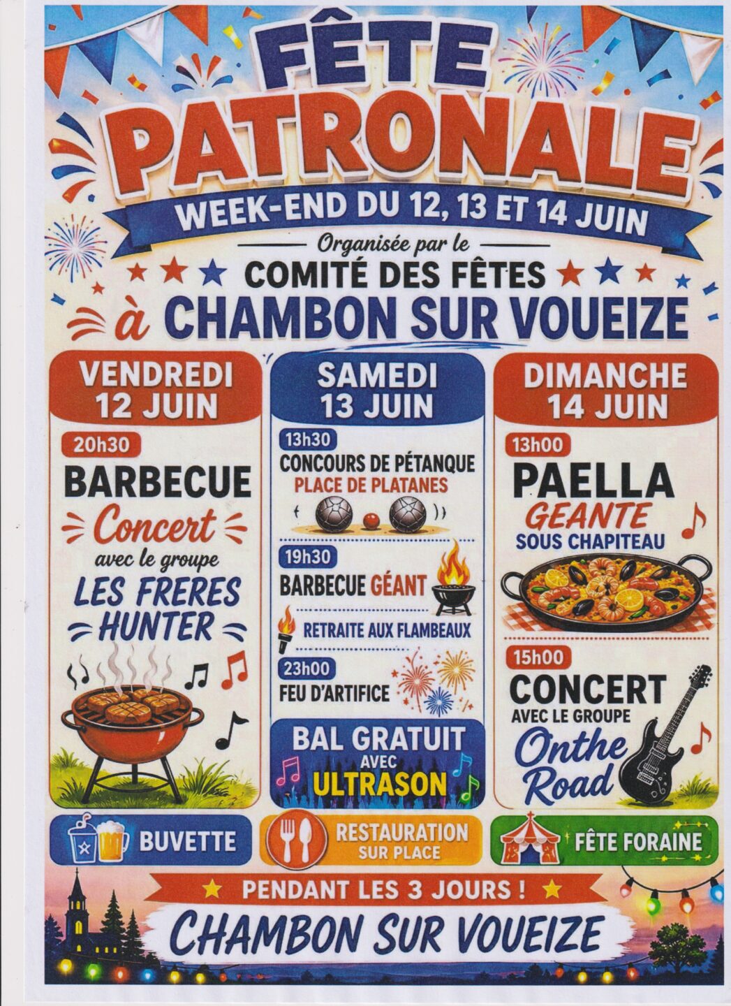 Fête patronale place village Chambon-sur-Voueize