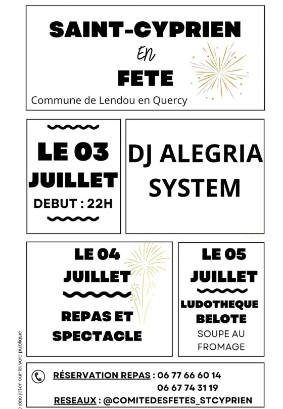 Fête votive de Saint Cyprien  Lendou-en-Quercy