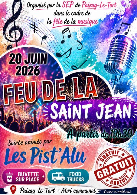 Feu de la Saint Jean dans le cadre de la fête de la musique Salle Associative à côté de l’Abri Communal Melle
