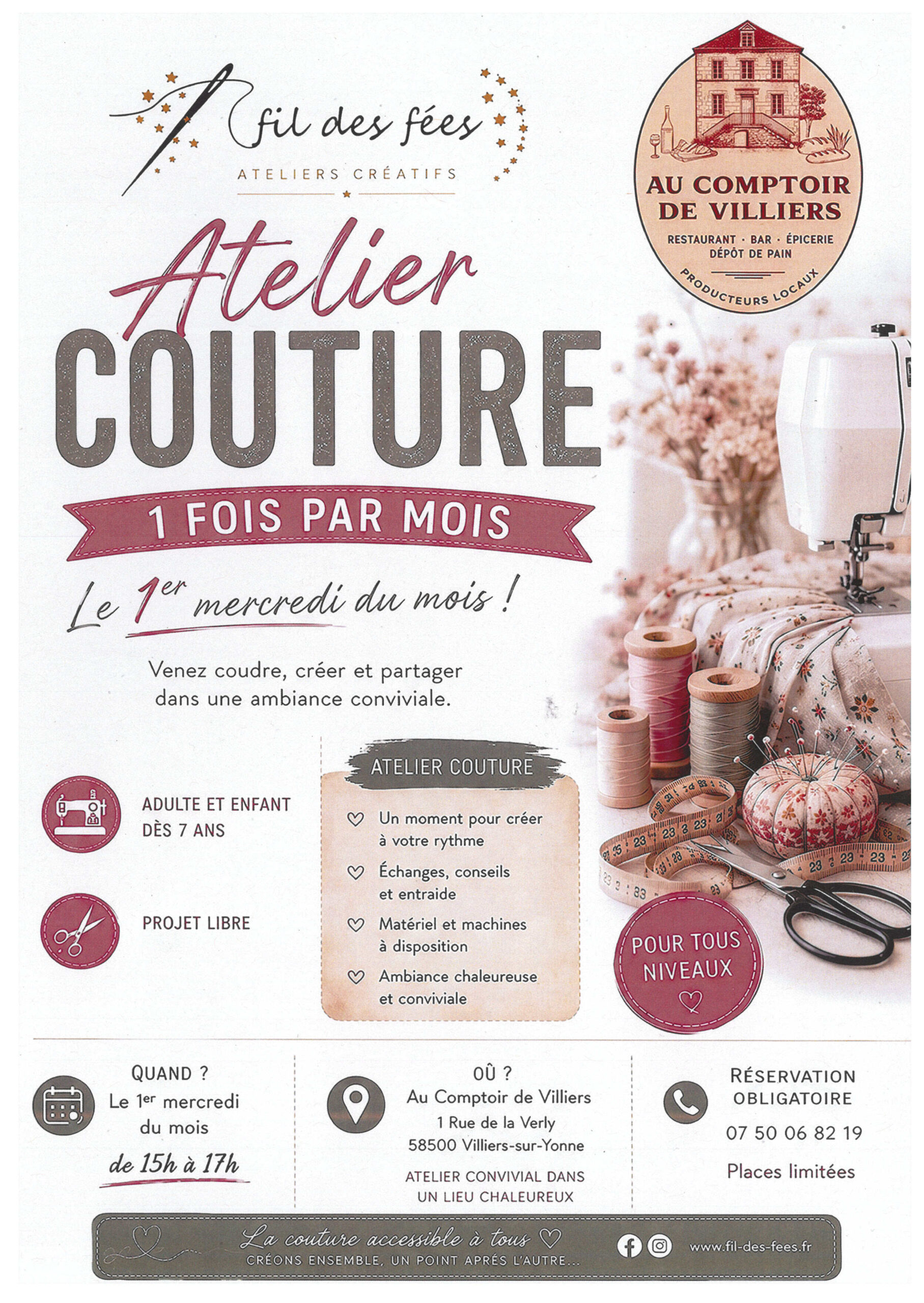 Fil des Fées Atelier couture 1 Rue de la Verly Villiers-sur-Yonne 2026-07-01
