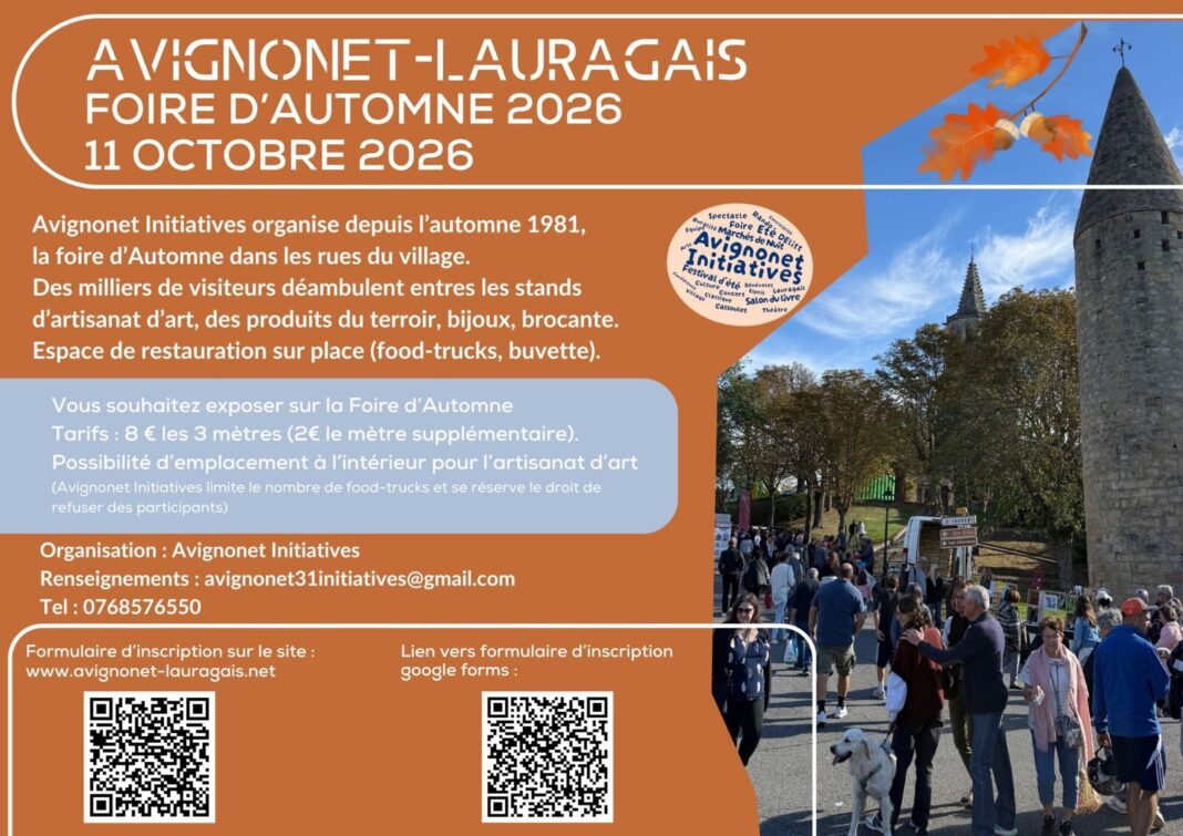 FOIRE D’AUTOMNE D’AVIGNONET-LAURAGAIS 2026 Avignonet-Lauragais