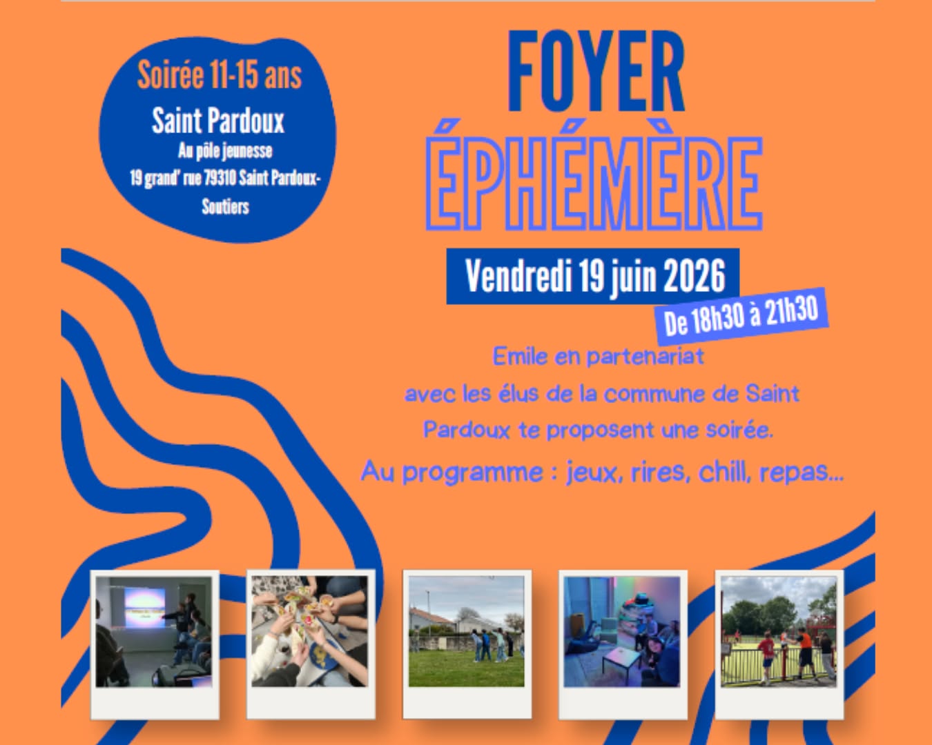 Foyer Ephémère soirée 11-15 ans Local des jeunes Saint-Pardoux-Soutiers