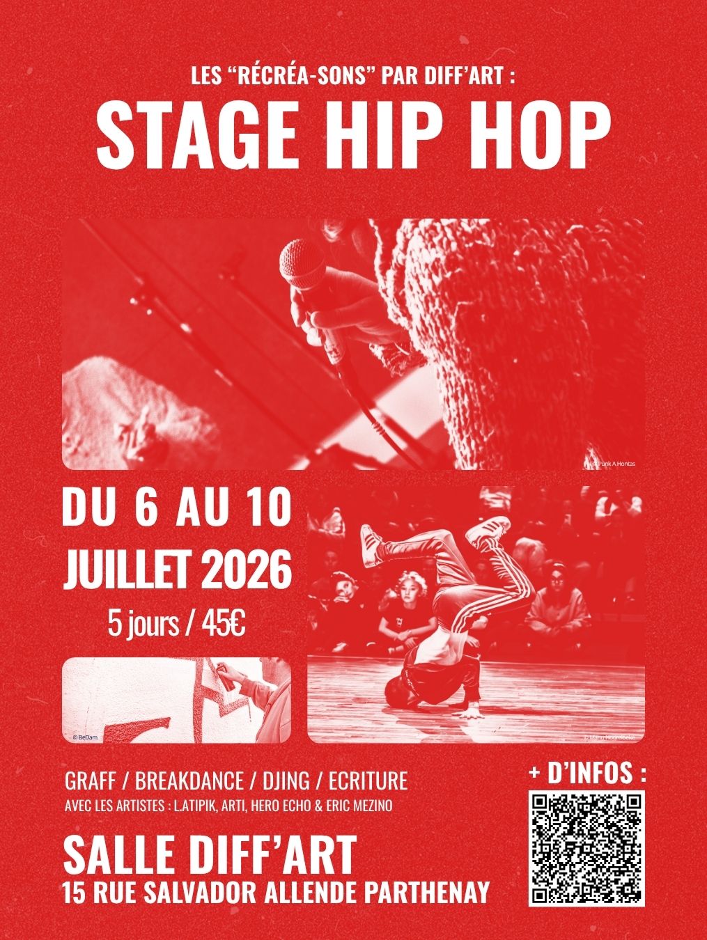 Hip-hop stage pluridisciplinaire Diff&rsquo;art Parthenay