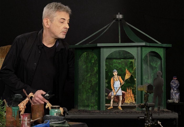 Hortulanus mirabilis (L’étrange jardinier) – Installation de Pierrick Sorin Jardin des Plantes Nantes