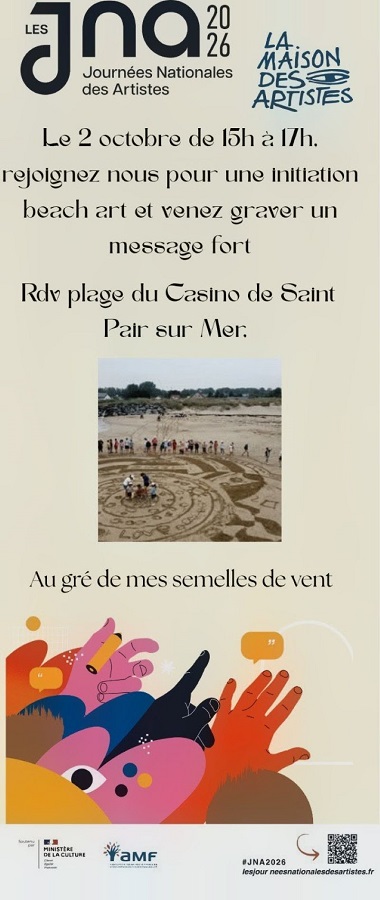 Initiation Beach Art JNA Journée Nationale des Artistes Plage du Casino Saint-Pair-sur-Mer 2026-10-02