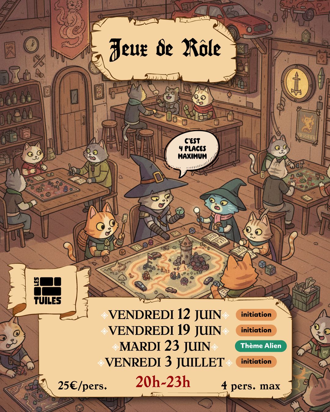 Initiation JDR (jeu de rôle) Bar à jeux Les Tuiles Soustons
