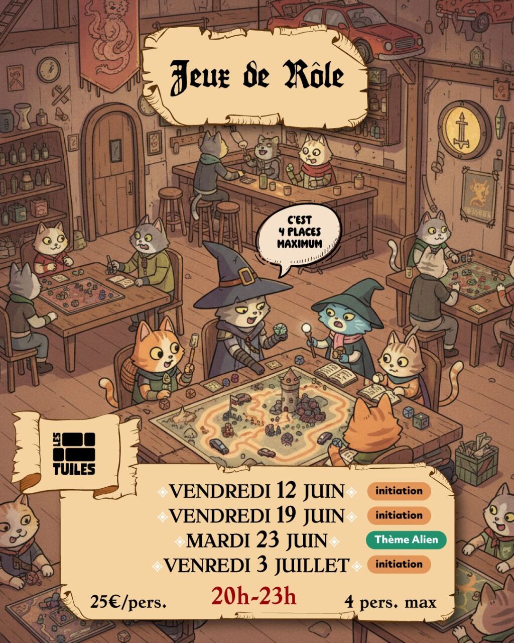 Initiation JDR (jeu de rôle) Bar à jeux Les Tuiles Soustons