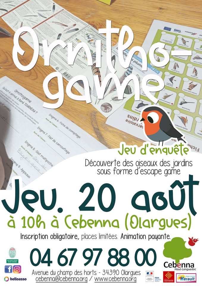 JEU D&rsquo;ENQUÊTE ORNITHOGAME  Olargues