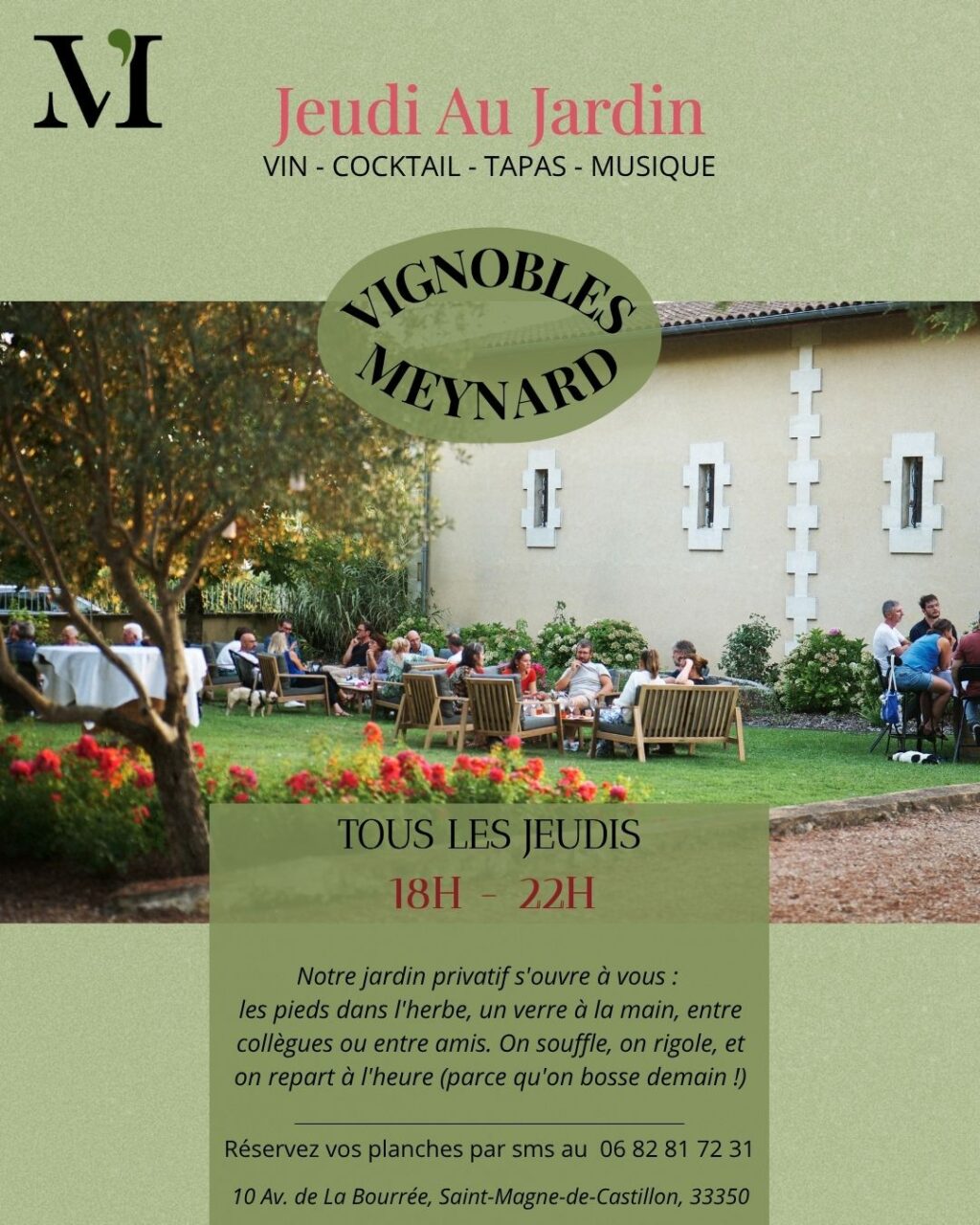 Jeudi au jardin aux Vignobles Meynard Saint-Magne-de-Castillon