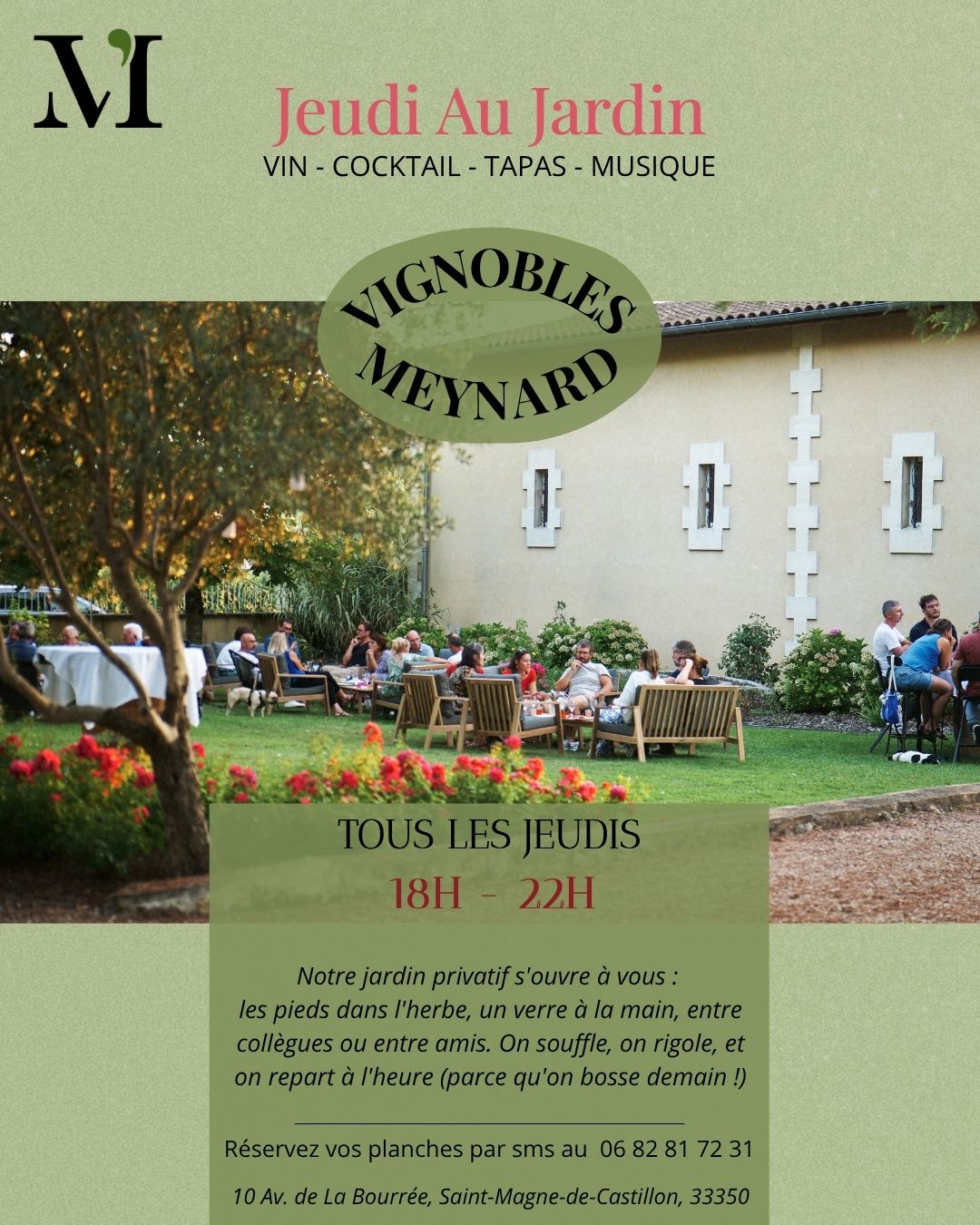 Jeudi au jardin aux Vignobles Meynard Saint-Magne-de-Castillon