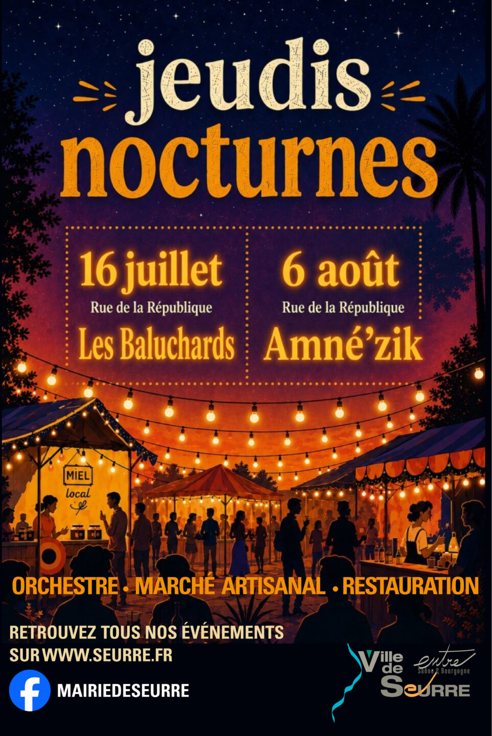Jeudi nocturne Marché artisanal Rue de la République Seurre