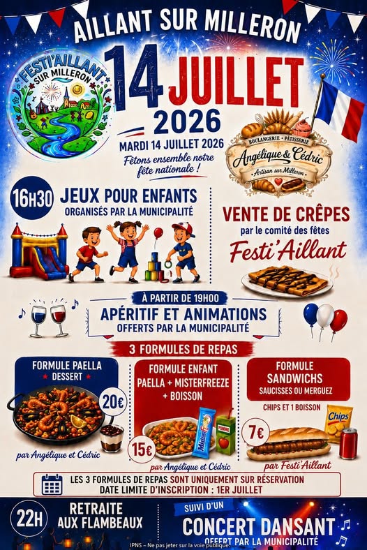 Journée festive Fête Nationale Aillant-sur-Milleron