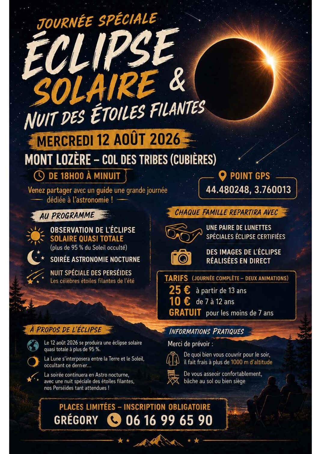 JOURNÉE SPÉCIALE ÉCLIPSE SOLAIRE ET NUIT DES ÉTOILES FILANTES D901 (Cubières) Cubières