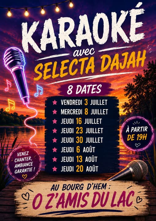 Karaoké chez O&rsquo;zamis du lac  Le Bourg-d&rsquo;Hem