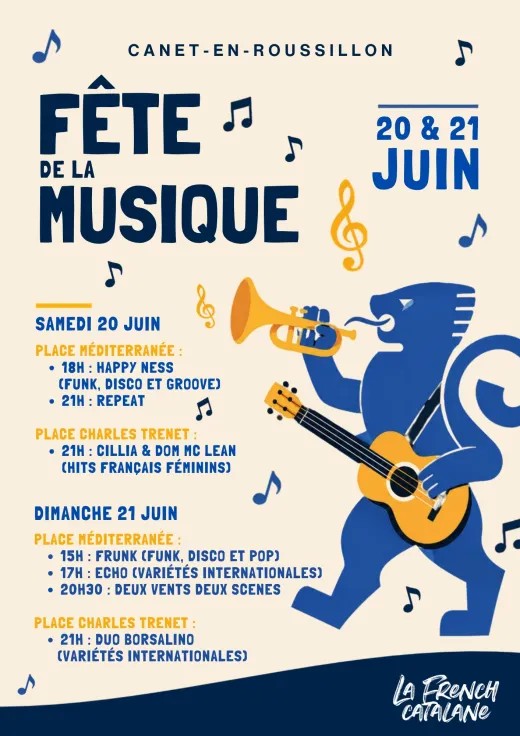 LA FÊTE DE LA MUSIQUE À CANET Place Méditerranée (Centre Plage) Canet-en-Roussillon
