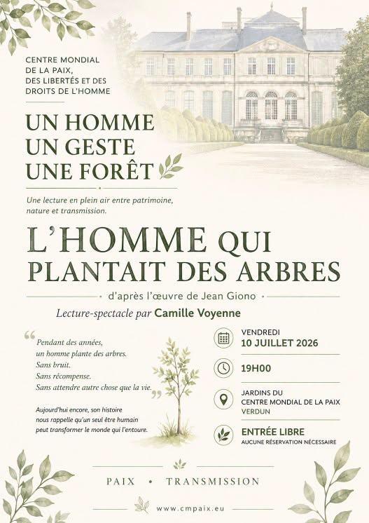 Lecture en plein air L&rsquo;Homme qui plantait des arbres Place Monseigneur Ginisty Verdun