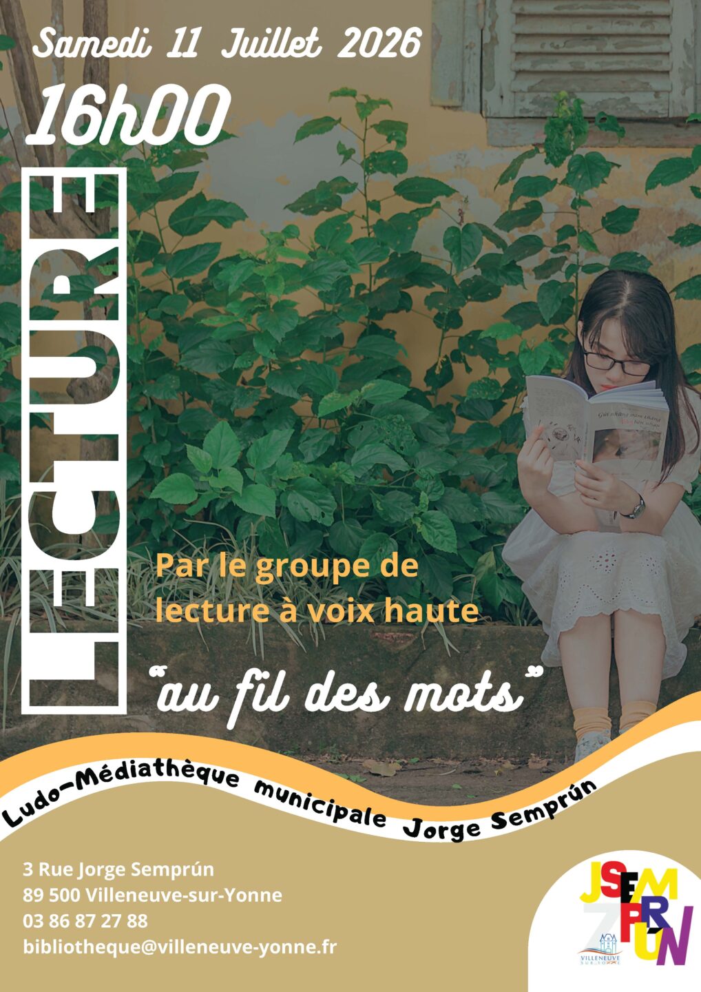 Lectures à voix haute, par le groupe Au fil des mots Ludo-médiathèque municipale Jorge Semprún Villeneuve-sur-Yonne