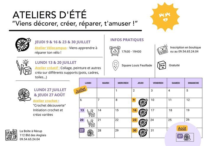 Les Ateliers d'été de La Boîte à Récup Square Louis Feuillade