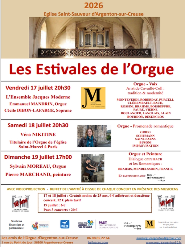 Les Estivales de l’Orgue Argenton-sur-Creuse