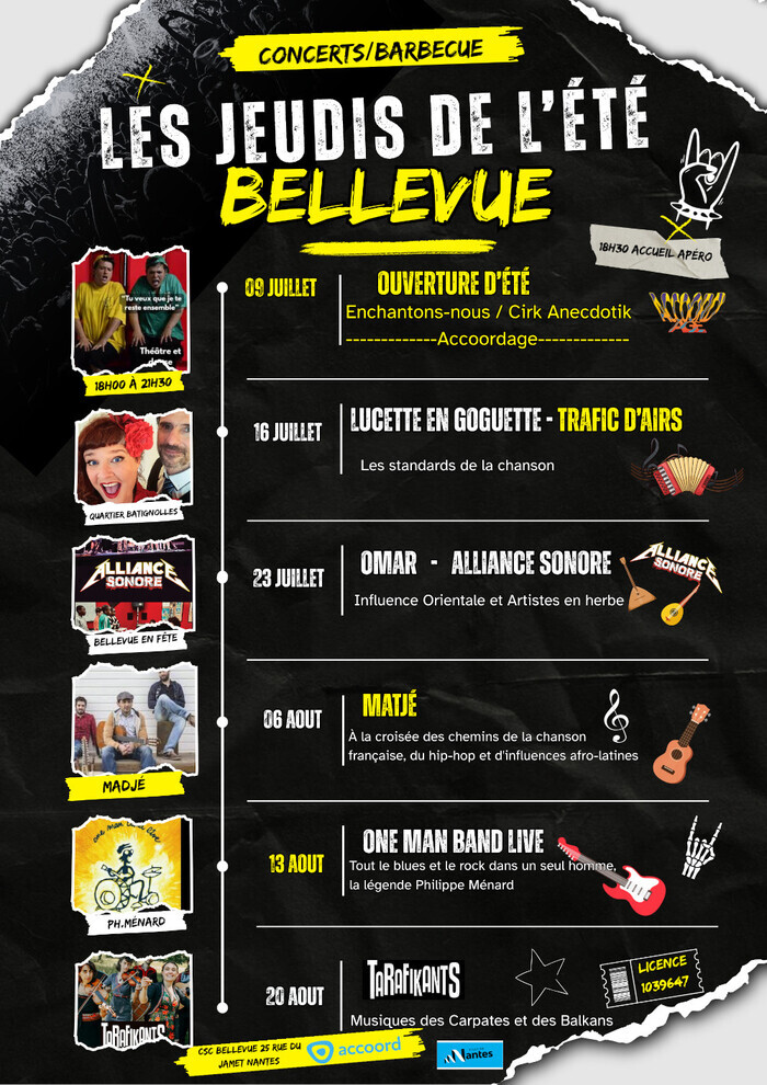 Les jeudis de l’été Centre socioculturel de Bellevue / Salle du Jamet Nantes