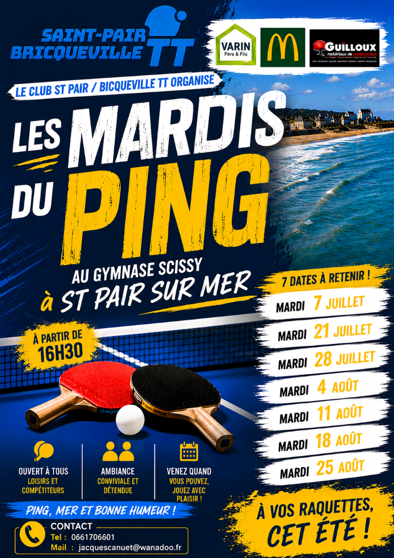 Les mardis du ping Gymnase Scissy SAINT PAIR SUR MER Saint-Pair-sur-Mer