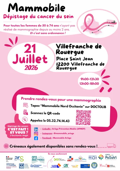 Mammobile dépistage du cancer du sein Villefranche-de-Rouergue 2026-07-21