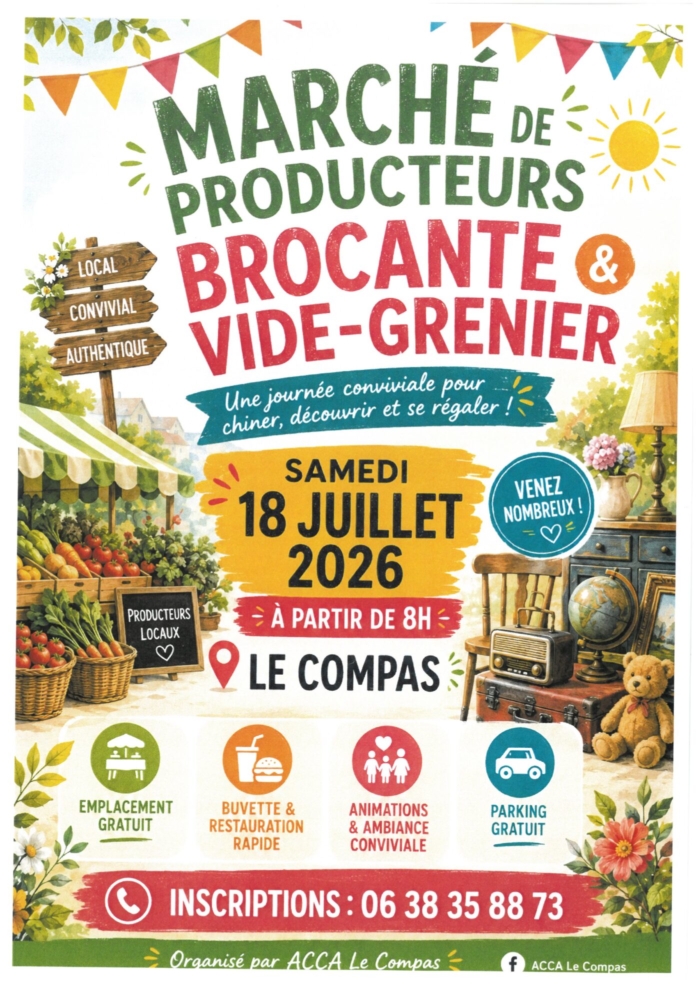 Marché de producteurs, brocante et vide-greniers  Le Compas