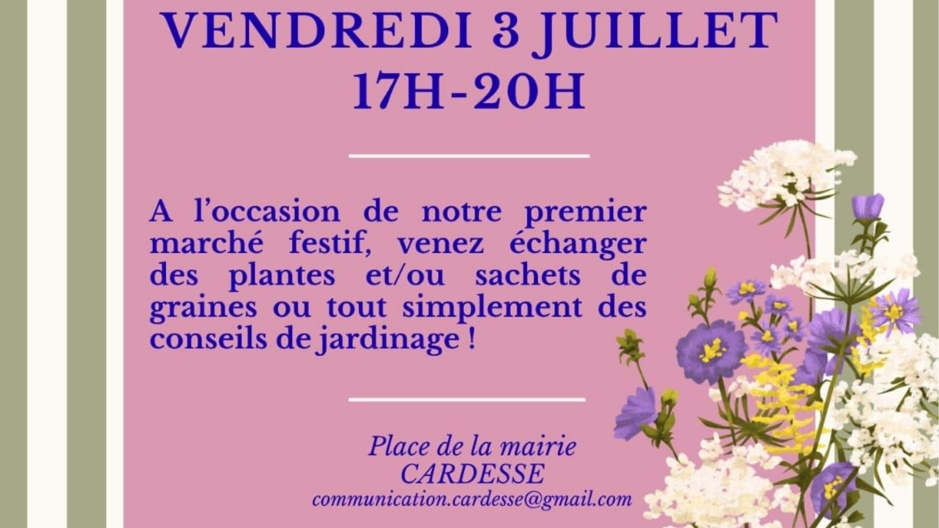 Marché et troc de plantes Place de la Mairie Cardesse 2026-07-03