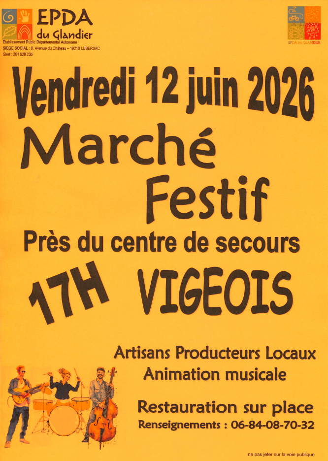 Marché festif à Vigeois Parking de l’EPDA Vigeois