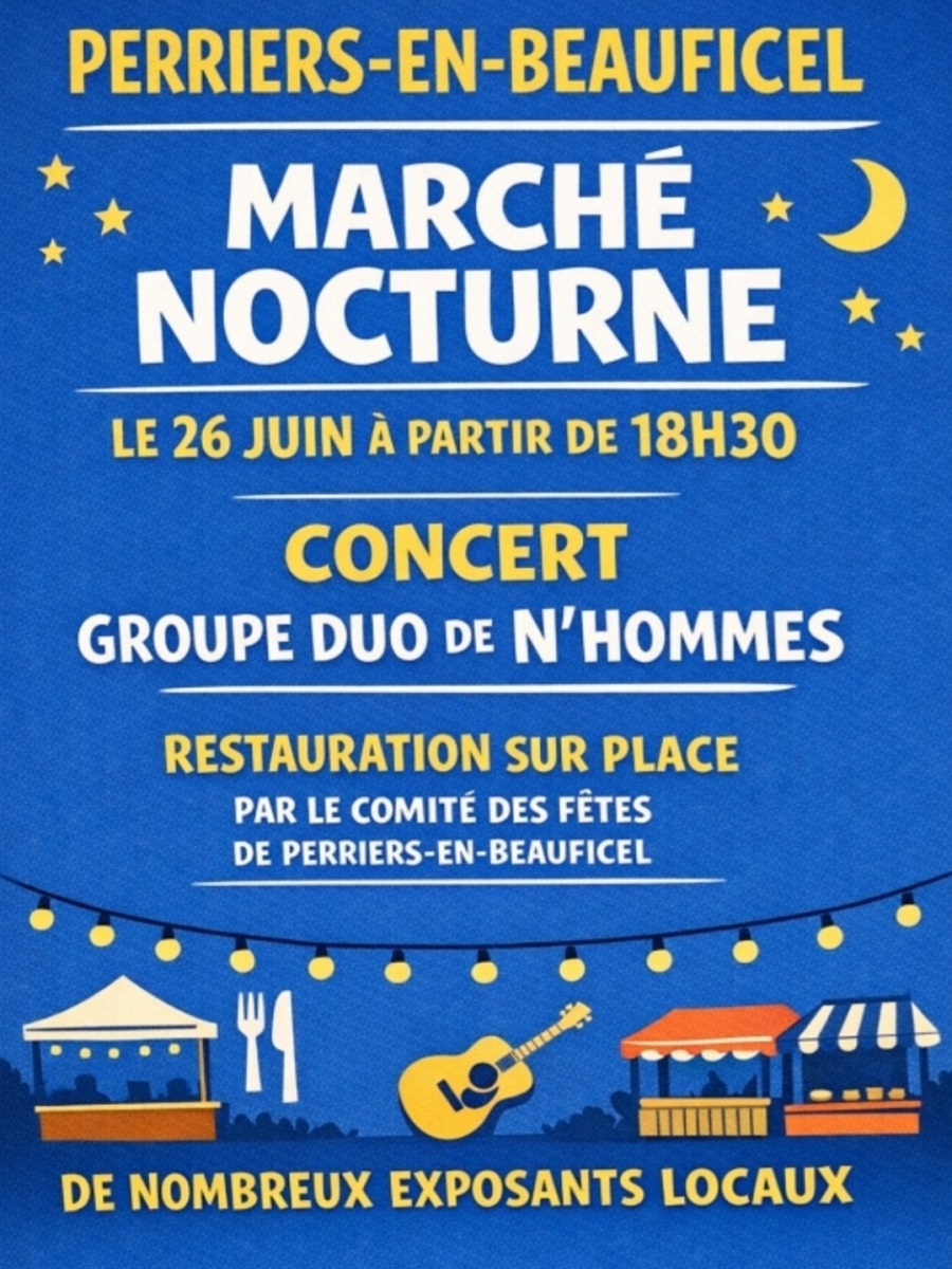 Marché nocturne et concert Perriers-en-Beauficel