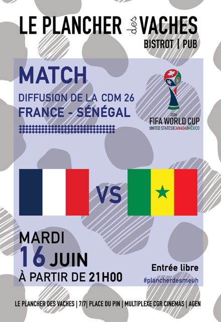 Match de la coupe du monde FRANCE SENEGAL Le Plancher des Vaches Agen