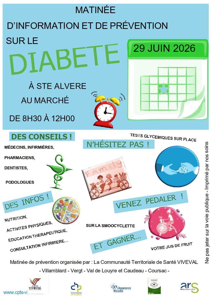 Matinée d&rsquo;information et de prévention sur le diabète  Val de Louyre et Caudeau