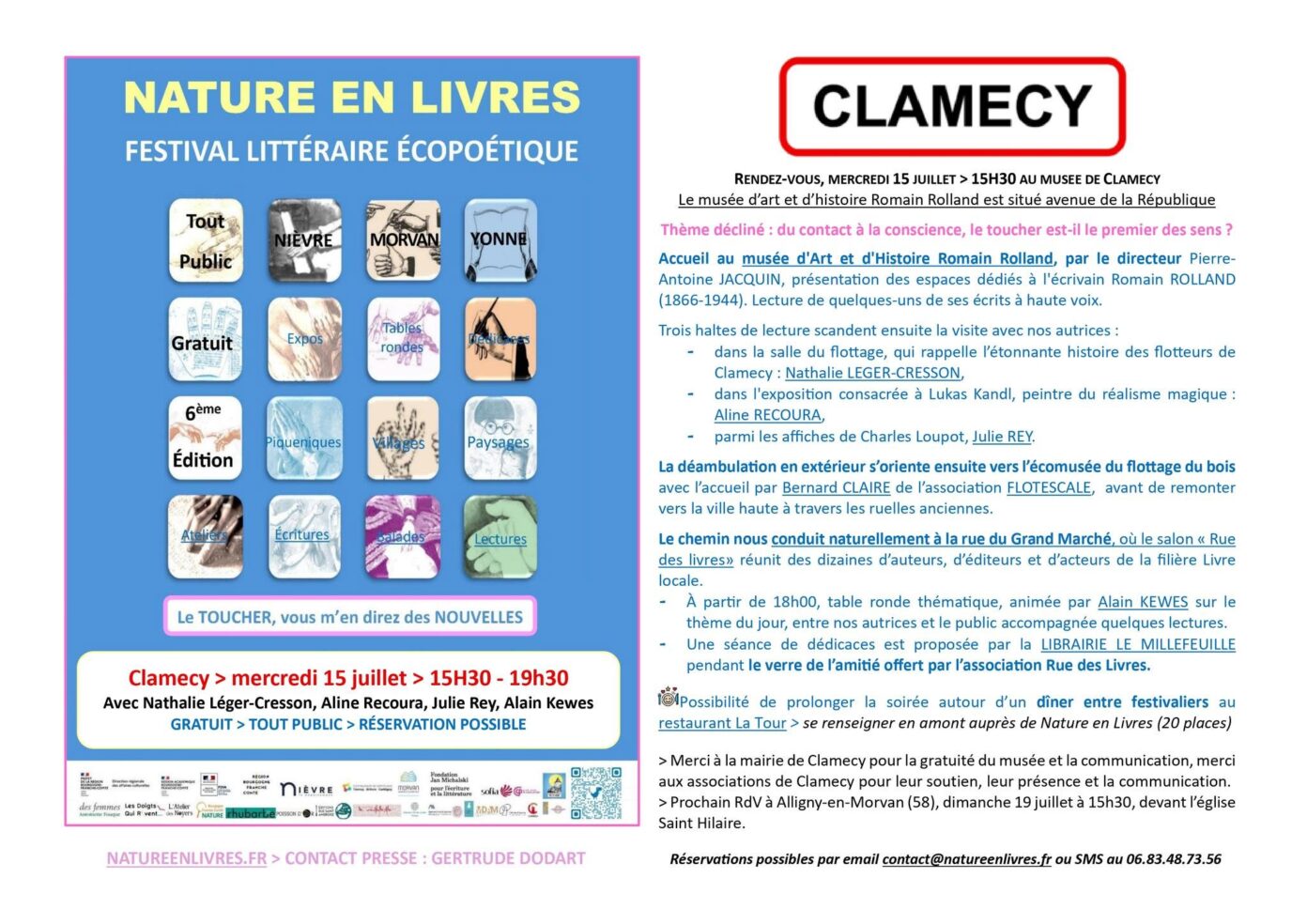 Nature en Livres Festival Le toucher, vous m&rsquo;en direz des nouvelles Musée d&rsquo;Art et d&rsquo;Histoire Romain Rolland Clamecy
