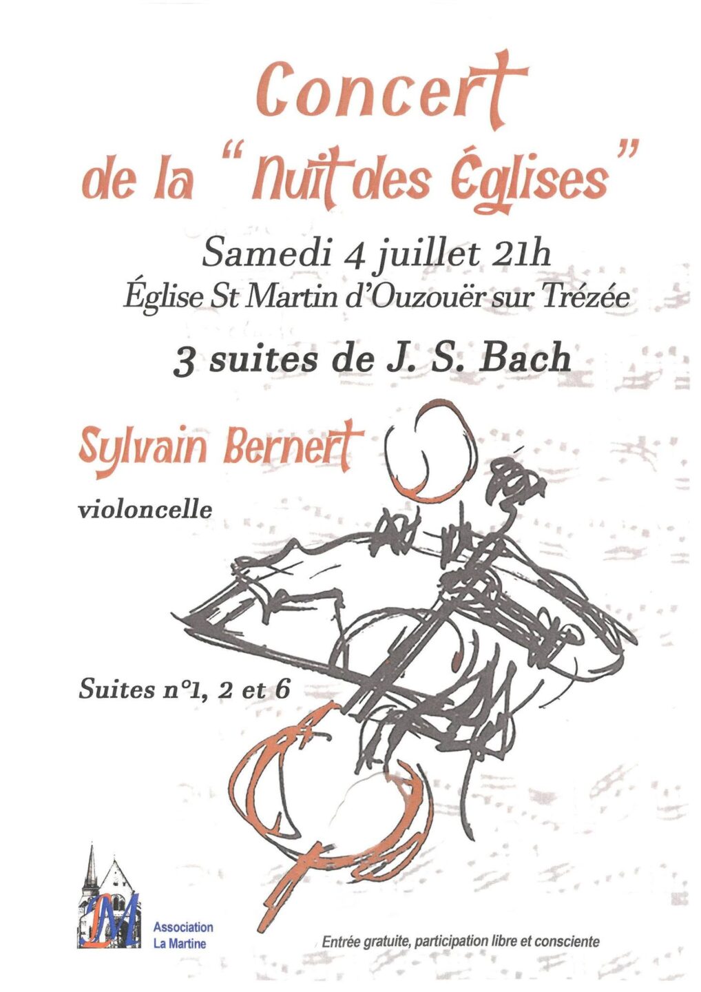 Nuit des églises Concert 3 suites de Bach  Ouzouer-sur-Trézée