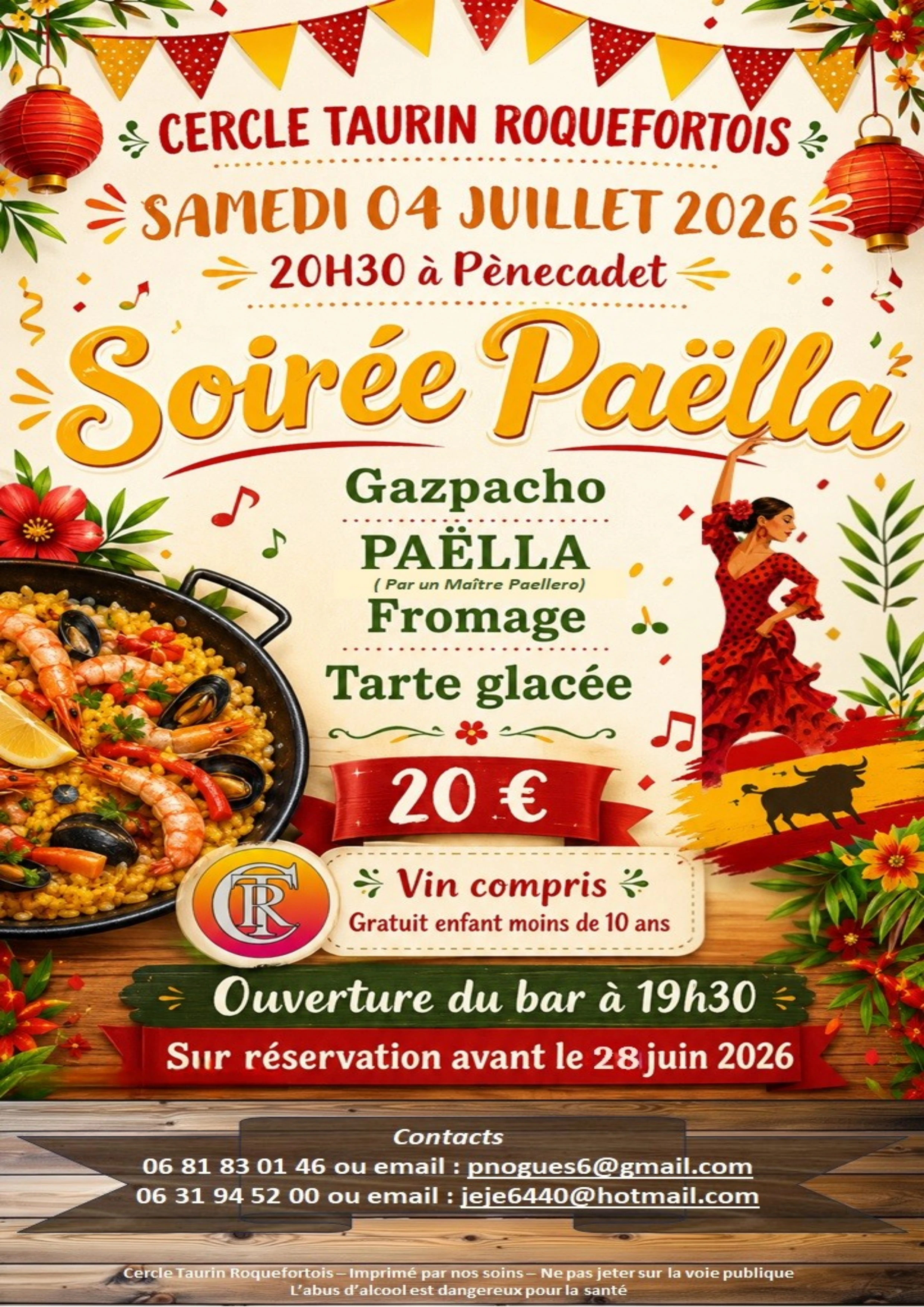 Paëlla du Cercle Taurin Roquefortois Pènecadet Roquefort
