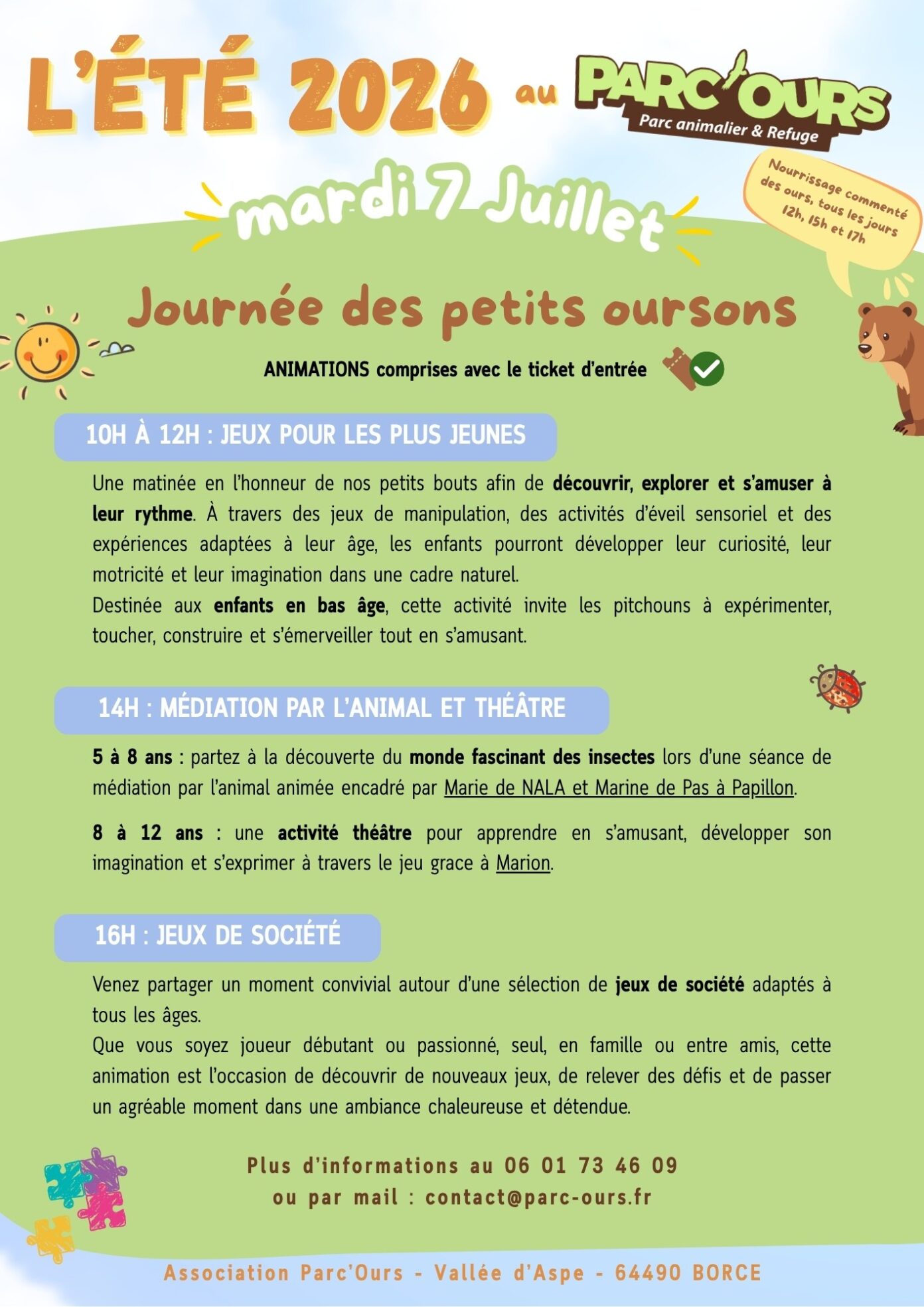 Parc&rsquo;Ours Journée des petits oursons  Borce