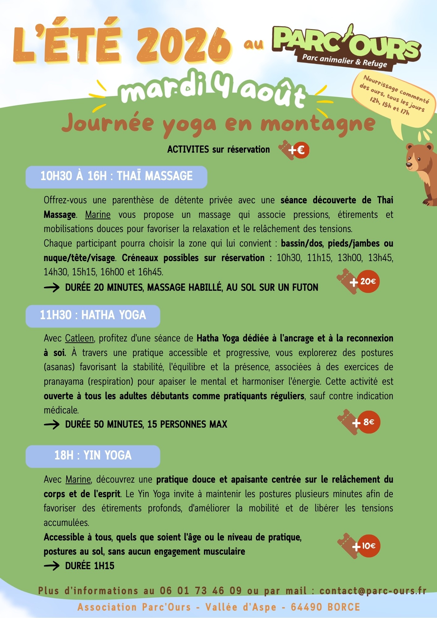 Parc’Ours Journée yoga en montagne Borce