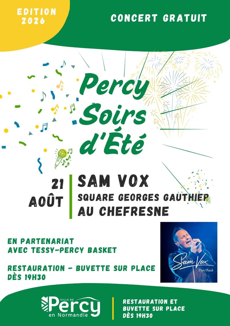 Percy Soirs d&rsquo;été | Sam Vox Square Georges Gauthier Percy-en-Normandie