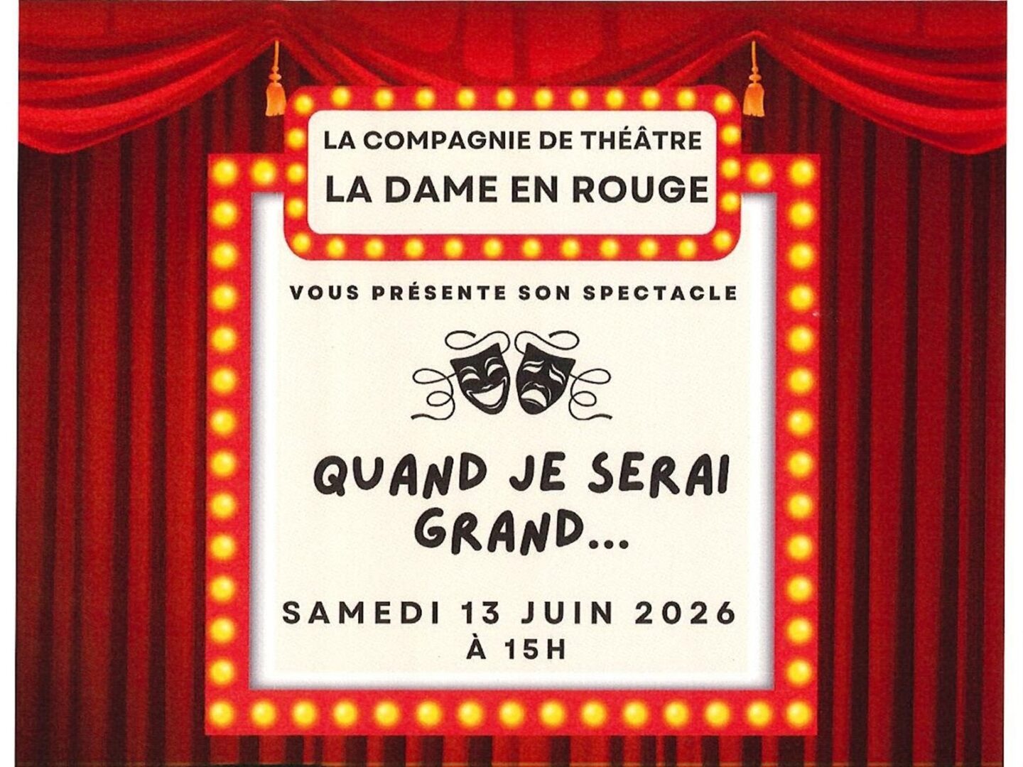 Pièce de théâtre Quand je serai grand Espace René Lazare Targon