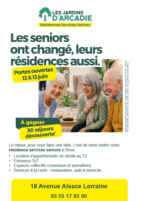Portes ouvertes à la Résidence services sénior Les Jardins d’Arcadie Brive Brive-la-Gaillarde
